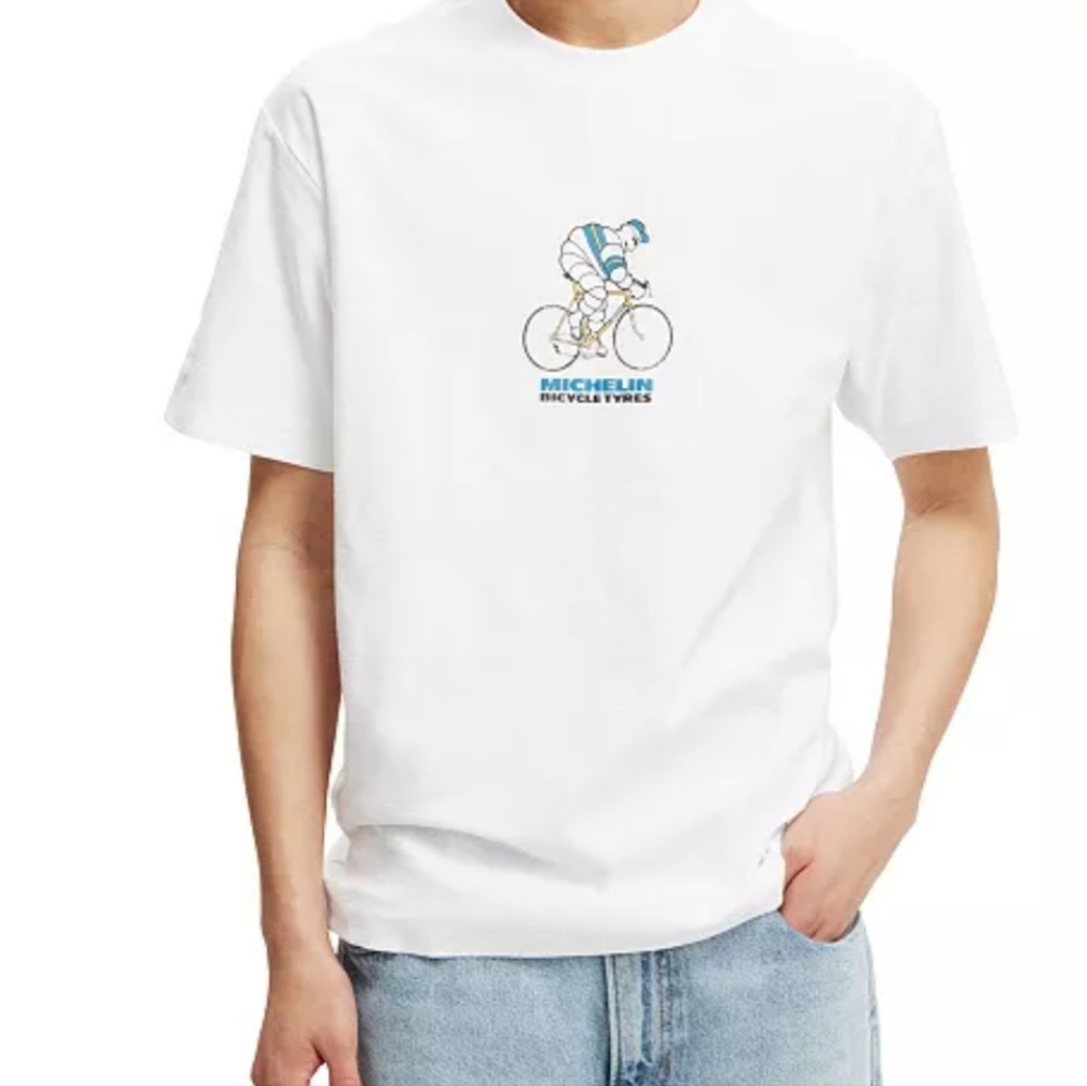 NWT Michelin Men's White Graphic T-Shirt Size S
